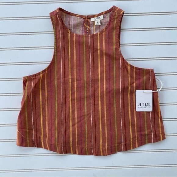 ANA Coral Orange  Striped Tank Size XS NWT - Picture 2 of 5